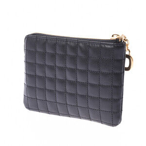 Celine Calfskin Wallet Quilted Charm Black